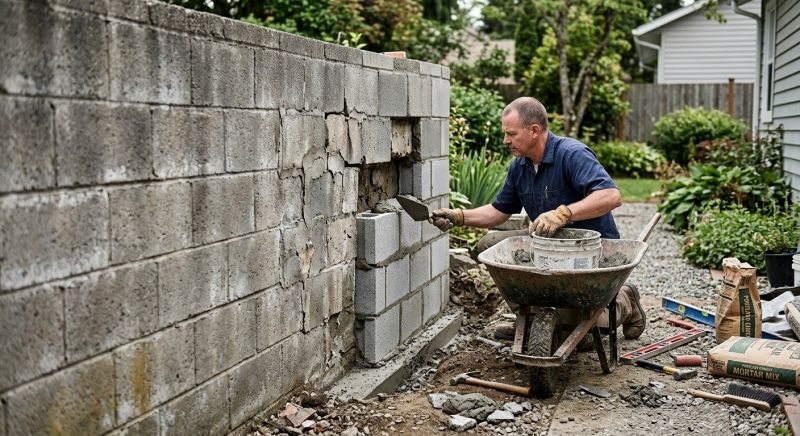 Cinder Block Wall Repair in Bucks County, PA