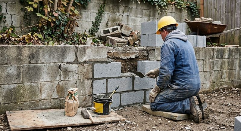 Cinder Block Wall Repair in Cheltenham, PA
